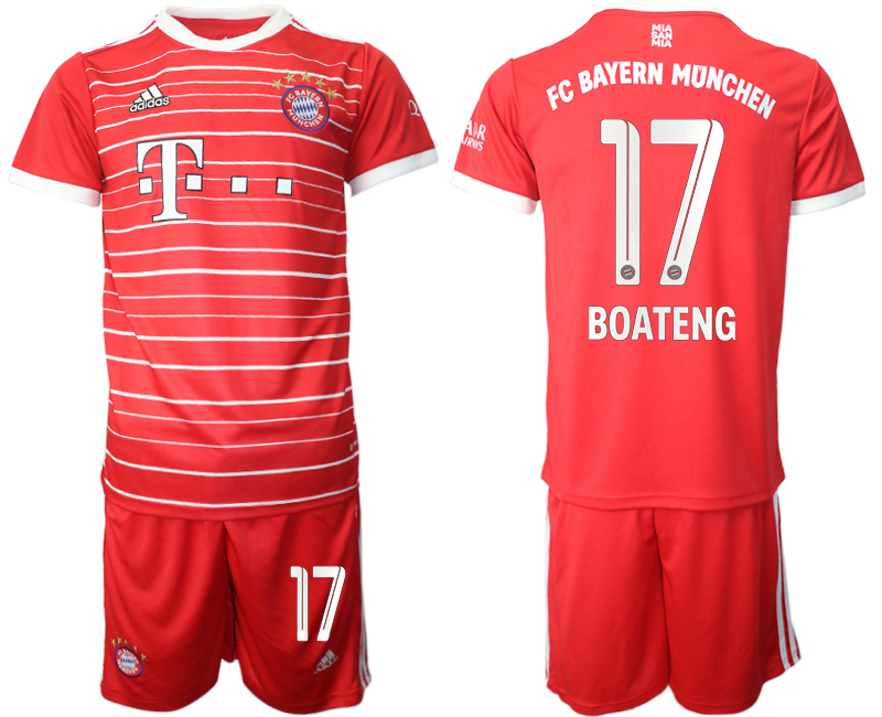 Men 2022-2023 Club Bayern Munich home Red 17 Adidas Soccer Jersey